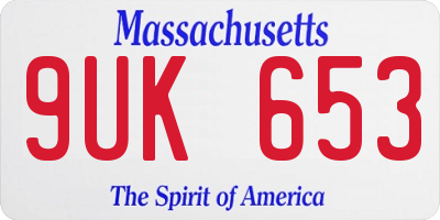 MA license plate 9UK653