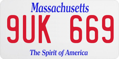 MA license plate 9UK669