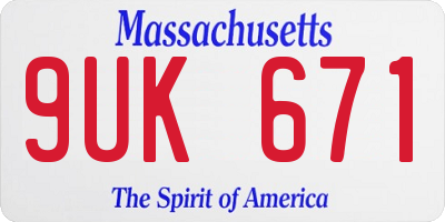 MA license plate 9UK671