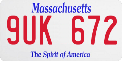 MA license plate 9UK672