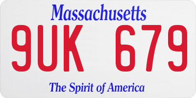 MA license plate 9UK679