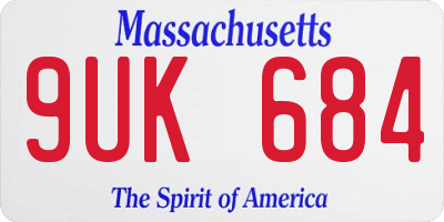 MA license plate 9UK684