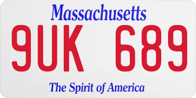 MA license plate 9UK689