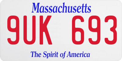 MA license plate 9UK693
