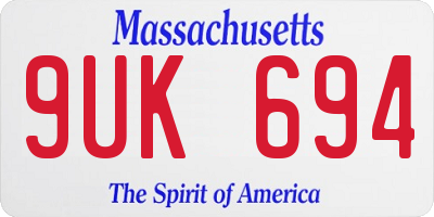MA license plate 9UK694
