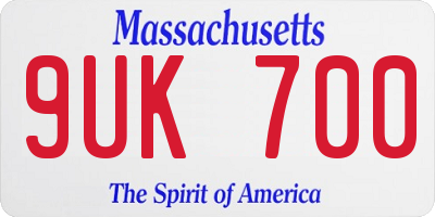 MA license plate 9UK700