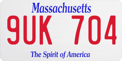 MA license plate 9UK704