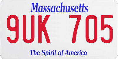 MA license plate 9UK705
