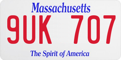 MA license plate 9UK707