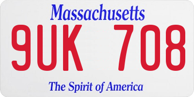 MA license plate 9UK708