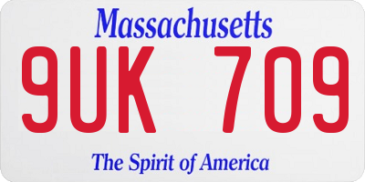 MA license plate 9UK709