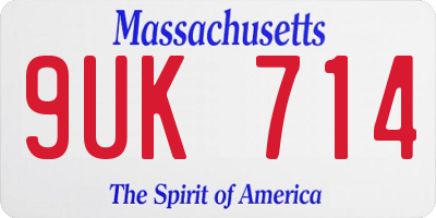 MA license plate 9UK714