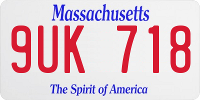 MA license plate 9UK718