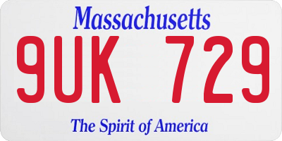 MA license plate 9UK729