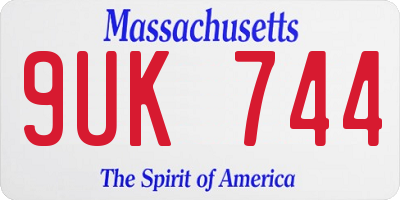 MA license plate 9UK744