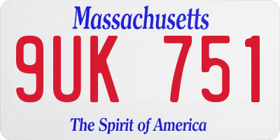 MA license plate 9UK751