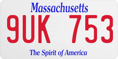MA license plate 9UK753