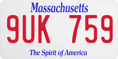 MA license plate 9UK759