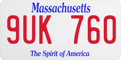 MA license plate 9UK760