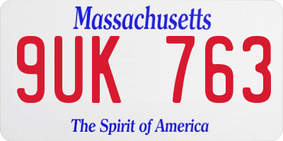 MA license plate 9UK763