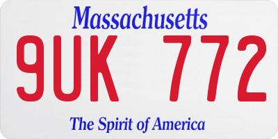 MA license plate 9UK772