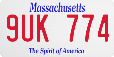 MA license plate 9UK774
