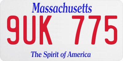 MA license plate 9UK775