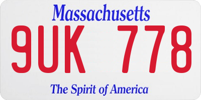 MA license plate 9UK778