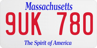 MA license plate 9UK780