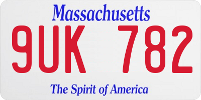 MA license plate 9UK782