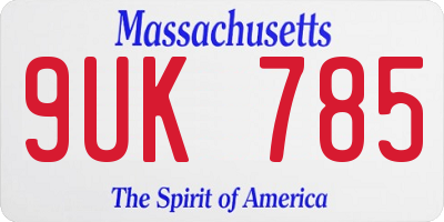 MA license plate 9UK785