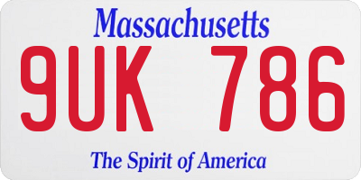 MA license plate 9UK786