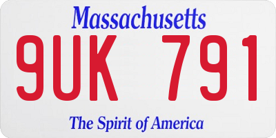 MA license plate 9UK791