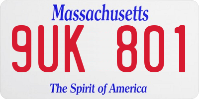 MA license plate 9UK801