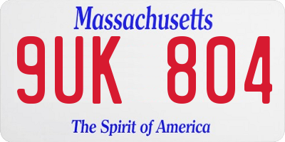 MA license plate 9UK804