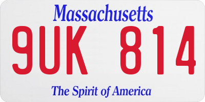 MA license plate 9UK814