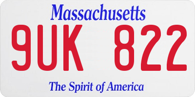 MA license plate 9UK822