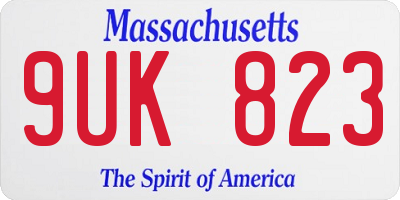 MA license plate 9UK823