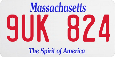MA license plate 9UK824