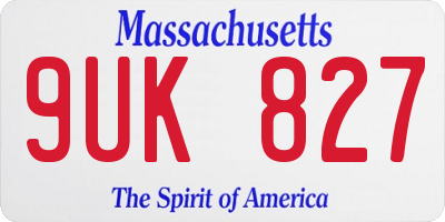 MA license plate 9UK827