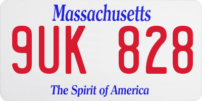 MA license plate 9UK828