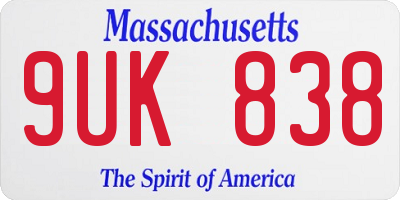 MA license plate 9UK838