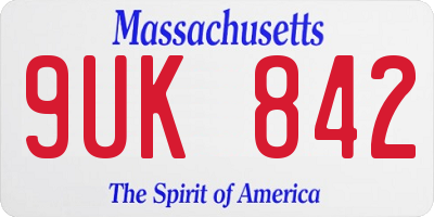 MA license plate 9UK842