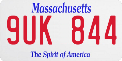 MA license plate 9UK844