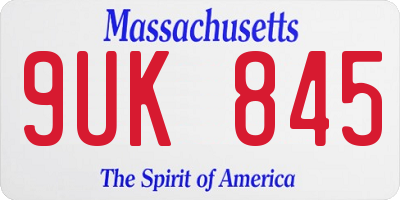 MA license plate 9UK845