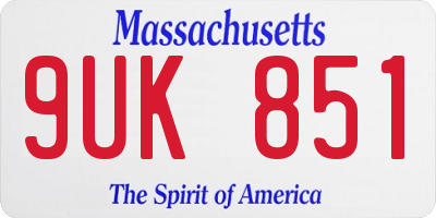 MA license plate 9UK851