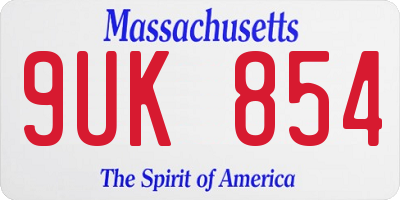 MA license plate 9UK854