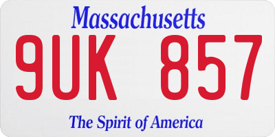 MA license plate 9UK857