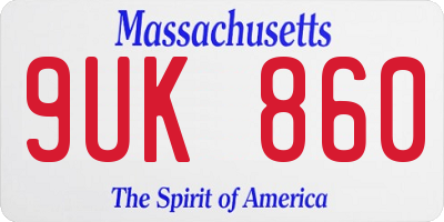 MA license plate 9UK860