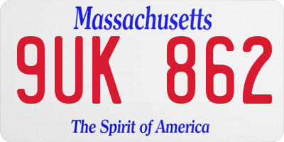 MA license plate 9UK862